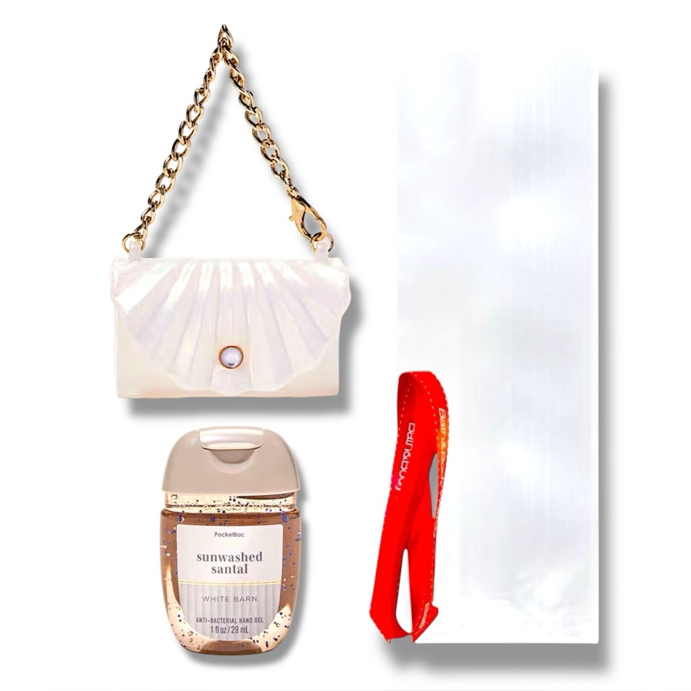 Bath & Body Works Shell Snapcase PocketBac Holder + Sunwashed Santal Sanitizer